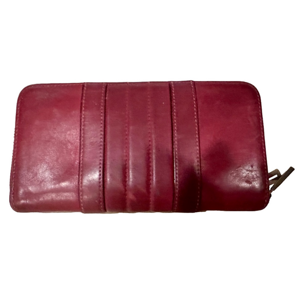 L.A.M.B. by Gwen Stefani Red Leather Zip Around Wallet With Gold Toned Hardware - Picture 3 of 7